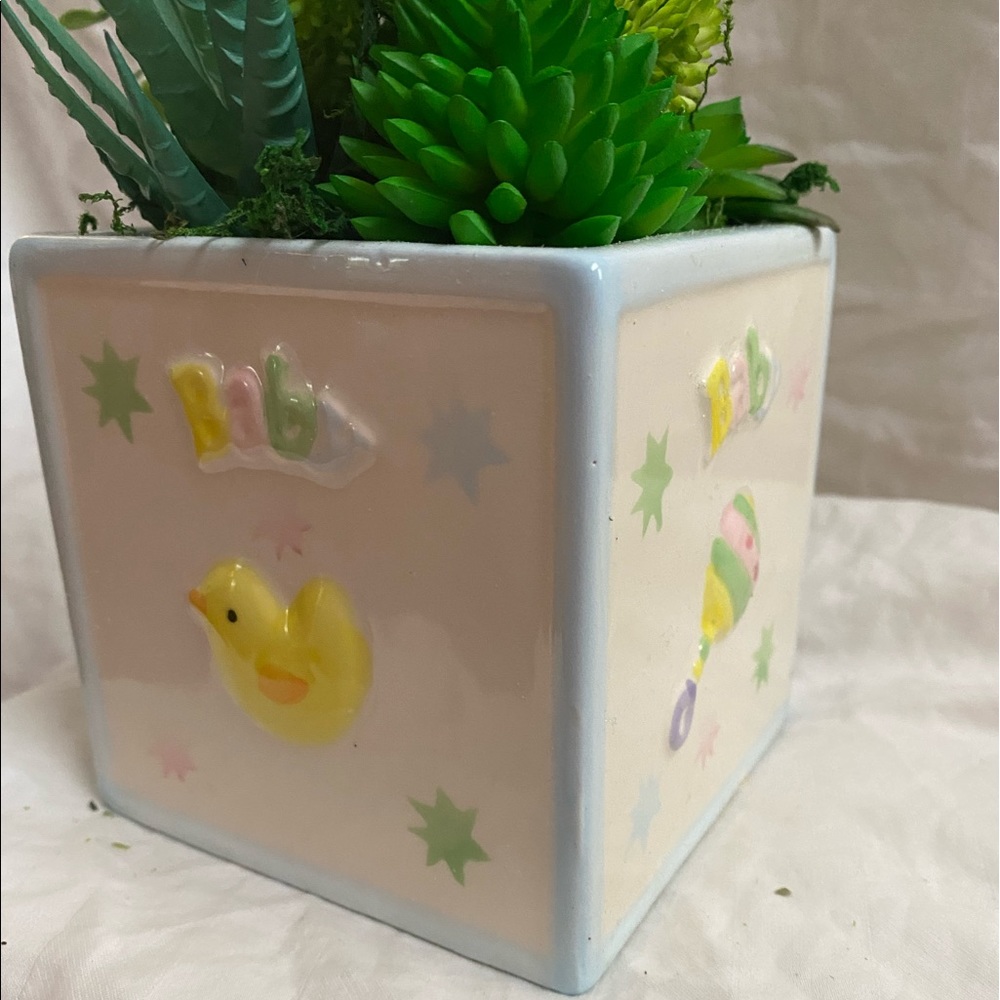 🎀Perfect for Nursery! Handmade faux succulent arrangement for baby decor